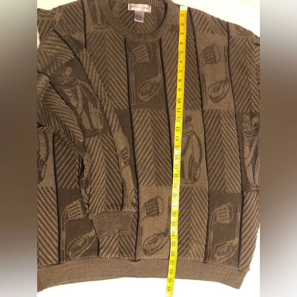 Cypress Links textured golf sweater, dark khaki, XL - Picture 7 of 10